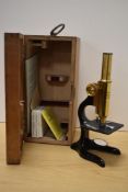 An early 20th Century Ernst Leitz Wetzlar microscope, No. 250816, measuring 30cm high and with