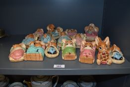A selection of 16 Pendelfin rabbit ornaments