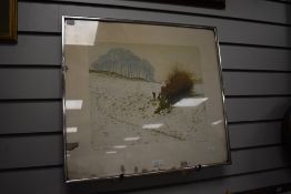 After Kenneth Leech (20th Century), aquatint, 'Winter Pasture', signed, limited edition 15/50,