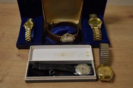 A collection of five wristwatches, including Sekonda, Timex, Seiko and Bentima, the Sekondas,