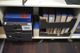 A quantity of leather bound Current Law Statutes publications of the 1970s and 1980s, plus