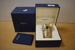 Three wristwatches comprising a Raymond Weil in original box, with an Oscar de la Renta Parfums
