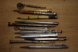A selection of various propelling pencils and pencils, twelve in total