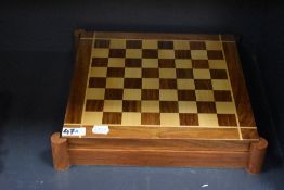 A vintage table top games set for backgammon, chess, and dominoes, board dimensions 6cm x 32cm x