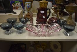 A set of six Scandinavian style smoked glass dessert bowls, each measuring 9cm high, a Davidson