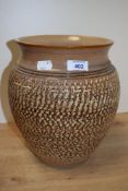 A Denby stoneware textured jardiniere, of ovoid form and measuring 27cm high