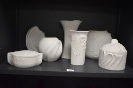 A mid-20th Century Kaiser porcelain vase with flared rim and reeded body, measuring 26cm high,