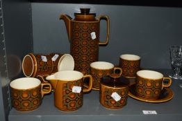 A selection of mid-20th Century Hornsea Bronte patterned tableware, to include a coffee pot, teacups
