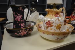 A late 19th Century Carlton Ware jug and bowl set, of Aesthetic design with apple blossom