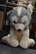 A large Winter Wonderland Husky soft toy, measuring 84cm high