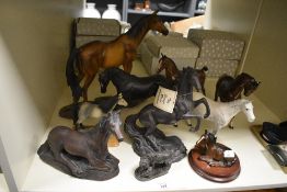 A Beswick dapple grey horse, measuring 17cm high, and a selection of other horse studies by the