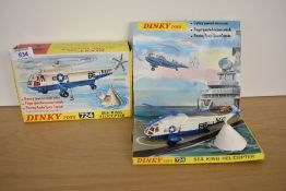 A Dinky die-cast, 724 Sea King Helicopter, instruction paper present, two plastic blades have broken