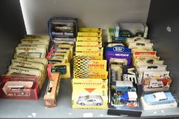 A shelf of modern Die-casts including Matchbox Models of Yesteryear, Maisto Sports Cars, Days Gone
