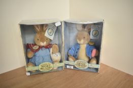 Two Eden Toys Peter Rabbit Fully Jointed Bear, both in window display boxes