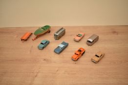 Seven Matchbox Lesney Die-casts, 39 Ford Zodiac Convertible, 23 Bluebird Dauphine Caravan, 74 Mobile