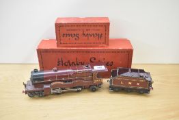 A Hornby 0 gauge electric & tinplate No3C 4-4-2 Royal Scot Loco & Tender in LMS livery with number