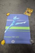 An original 1972 Munich Olympics Poster printed by Gerber, Munchen, Foto Max Muhlberger, 07.70.09,