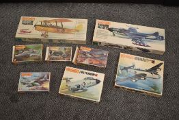Eight Matchbox mixed scale plastic Part Kits including 1:32 scale Tiger Moth and Sea Venom, 1:72