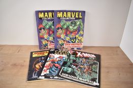 Five paper back Comics, Marvel Graphic Novel, The Death of Captain Marvel and X-Men God Loves Man