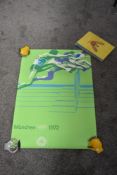 An original 1972 Munich Olympics Poster printed by Franzis-Druck, Munchen, Foto Albrecht Gaebele