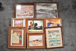 Seven reproduction framed and glazed Railway Posters including New Brighton & Wallasey and