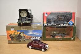 Two Solido and UT Models 1:18 scale Die-casts, 9005 Jeep Grand Cherokee and Willy's Jeep, both boxed