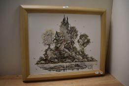 Tomas Stone (20th Century, British), oil on formica, Two attractive citadel studies, signed to the