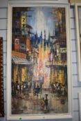 20th Century Continental School, oil on canvas, An Asian cityscape of mid-20th Century style, signed