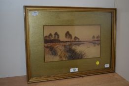 Frederick Gordon Fraser (1879-1931, British), watercolour, Two river landscapes, possibly Norfolk,