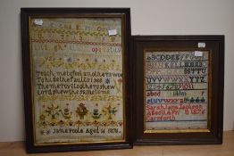 19th Century British School, needlework, An alphabet sampler by Jane Poole, aged 16 in 1876,