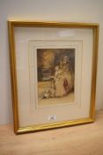 Attributed to Joseph Nash (British 1808-1878) watercolour 'The lady and her maid' bedroom interior
