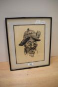 G.Douglas (20th Century), charcoal, A portrait of an elderly gentleman, signed to the lower right,