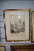 19th/20th Century Continental School, watercolour/gouache, Two Belgian street scenes depicting the