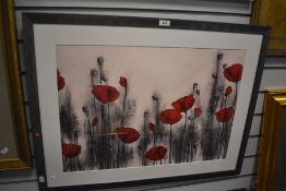 After Hans Andkjaer (contemporary), coloured prints, Three decorative illustrations of poppies,