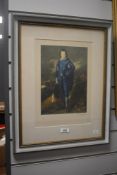 After Thomas Gainsborough (1727-1788, British), coloured print, 'The Blue Boy', signed 'Fitzgerald',