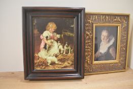 After Jean-Honore Fragonard (1732-1806, French), oleograph, 'Portrait of Madame de Jouy', framed and