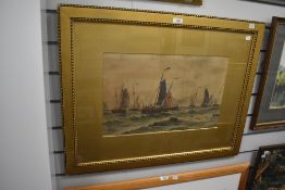 After Thomas Bush Hardy (1842-1897, British), chromolithograph, A fishing fleet at sea, framed,