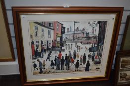 After Laurence Stephen Lowry (1887-1976, British), coloured print, A Procession, framed, mounted,