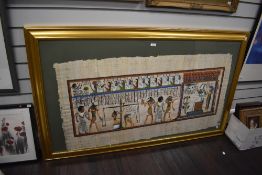 20th Century, painting on papyrus, An Egyptian hieroglyphic painting, signed to the lower left,