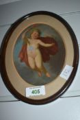 19th Century Continental School, oil on board, A winged Cupid bearing a flaming torch, set within an