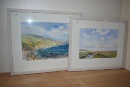 Annice Readyhough (20th Century), watercolour, A coastal headland, signed to the lower left, framed,