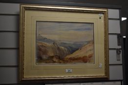 19th/20th Century, watercolour, A mountainous landscape with sea and islands in the distance,