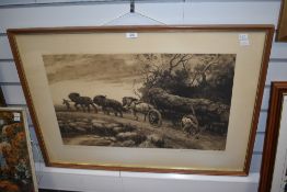 After Herbert Dicksee (1862-1942, British), engraving, 'Crest of the Hill', framed, mounted, and