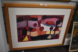 After Paul Klee (1879-1940, Swiss), coloured print, 'Moving Landscape', an abstract and colourful