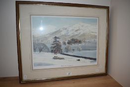 *Local Interest - After David Elliot (20th Century), coloured print, 'Hard Winter at Grasmere',