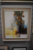 E.Wonink (20th Century), oil on canvas, A still life arrangement depicting a vase of flowers and