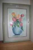 20th Century School, watercolour, A still life arrangement depicting colourful flowers, signed and