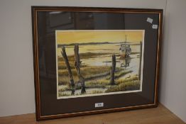 Brenda Mace (20th Century, British), watercolour, 'Golden Sunset, Thornham Channel, North