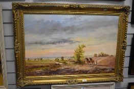 Alwyn Crawshaw (b.1934, British), oil on canvas, 'Spring Landscape' - Two shire horses and plough
