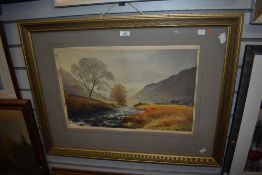 Jean Noice (?) (19th/20th Century), watercolour, An autumnal landscape with shallow river running